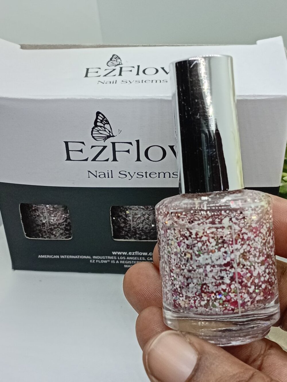EZFlow Lacquer Nail Polish Top Coat Mult Color Glitter Set of 3 New